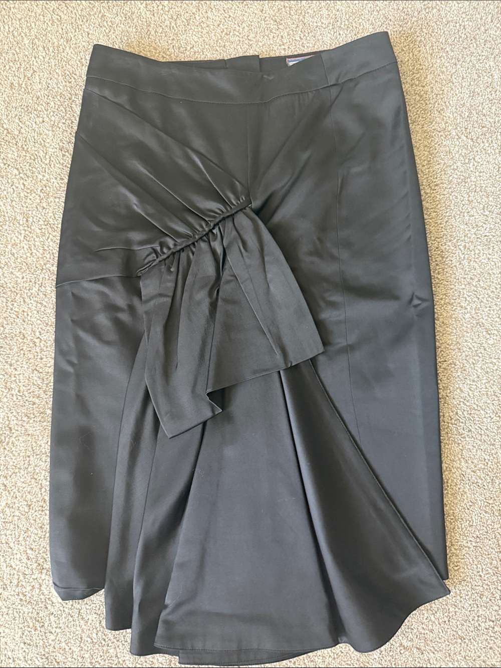 L.A.M.B. Black Asymmetric Gathered Pencil Skirt